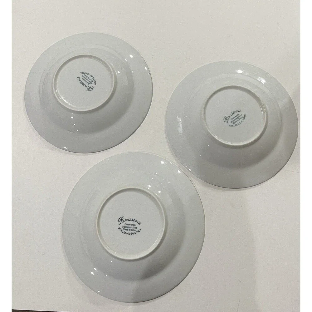 Williams Sonoma Set of 3  Brasserie Blue Rim Soup/Salad Bowls 9” EUC Japan